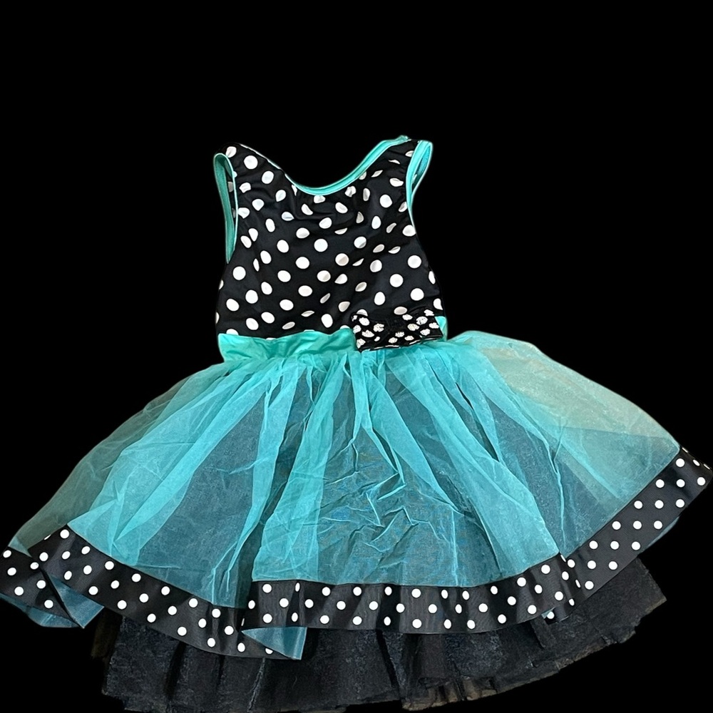 Wiseman Polka Dot Aqua Kids Dance Dress size SC